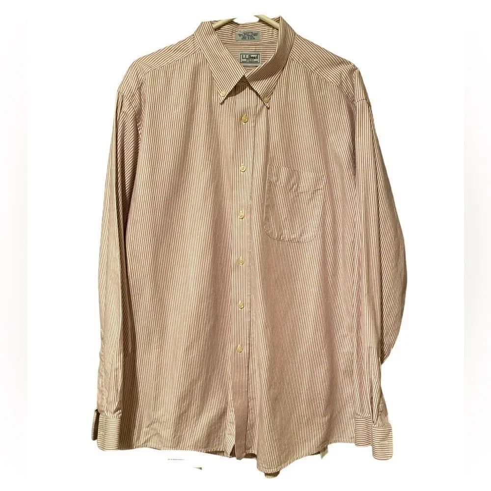 LL Bean Men’s Striped Long Sleeve Dress Shirt Size 17 1/2- 35